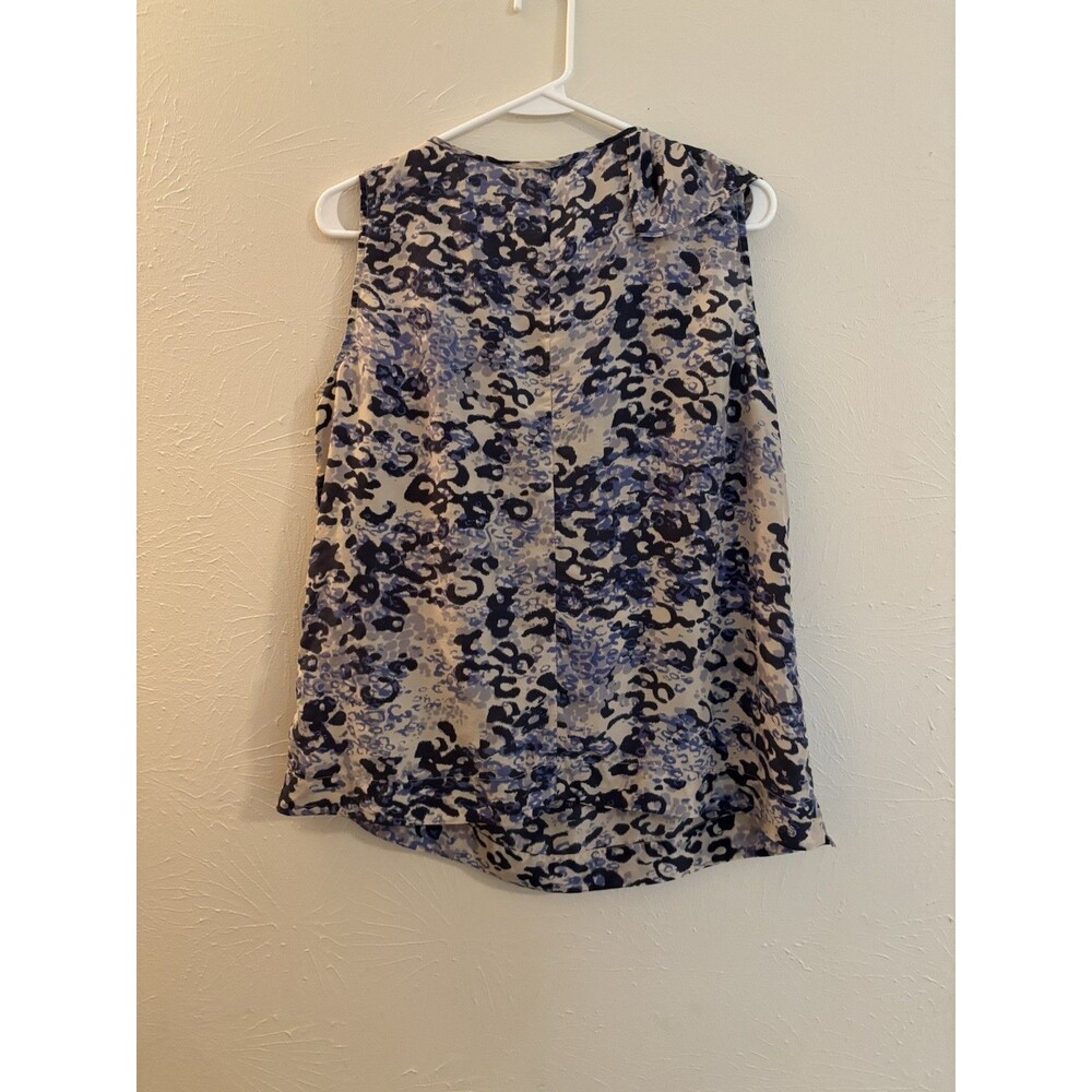 CAbi Blue Tank Medium Silk Women's Blouse Layer Cascading Ruffle Office Business - Picture 2 of 5